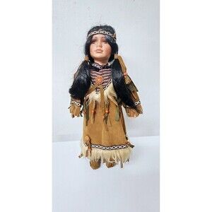 CATHAY COLLECTION Limited Item 752-5000 Native American Doll With Stand  16.5 In